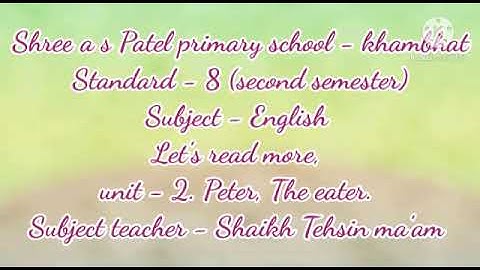 Second semester Standard - 8 Subject - English  Let