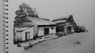 How to Draw| #village_Scene #pencil_sketch Creation.