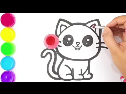 How to draw a Cat, Drawing and Coloring for Kids, Toddlers / Bolajon ...