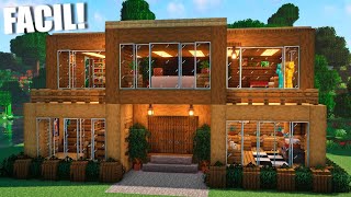 ✅Cómo hacer una casa MODERNA de MADERA en Minecraft🏡 (FÁCIL Y RÁPIDO) (#1)