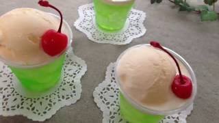 《お菓子作り》クリームソーダゼリー    icecream soda jelly