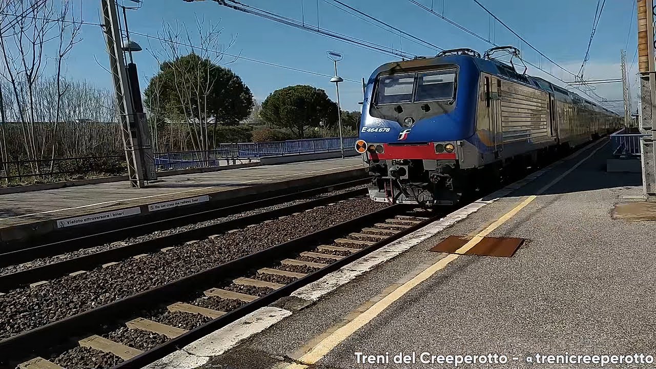 Treno Regionale Veloce 4135 con E464.678 VivAlto per Roma Termini in transito a Castagneto Carducci