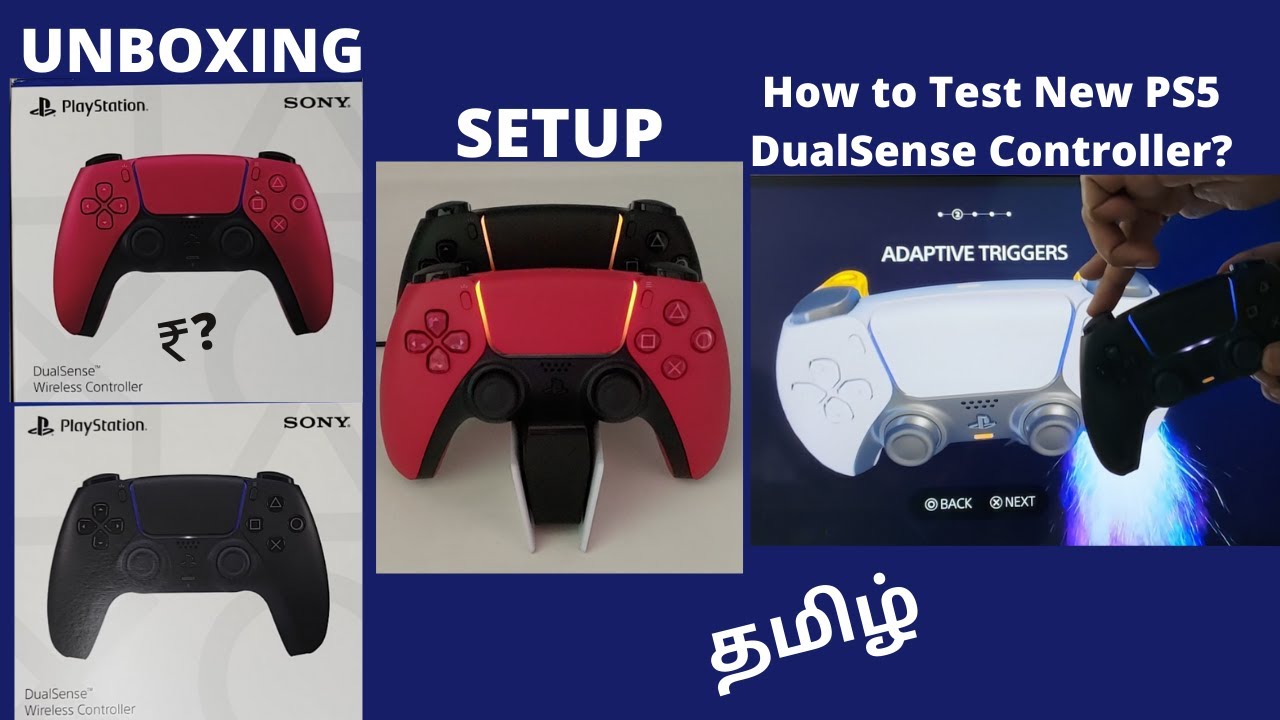 தமிழ் : Unboxing/Setup/Testing - Midnight Black & Cosmic Red PS5 DualSense  Controller 