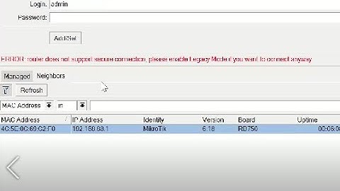 fixing winbox - router does not supporrt secure connection, please enable Legacy Mode if you want