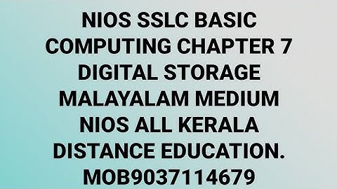 NIOS SSLC BASIC COMPUTING CHAPTER 7 DIGITAL STORAGE