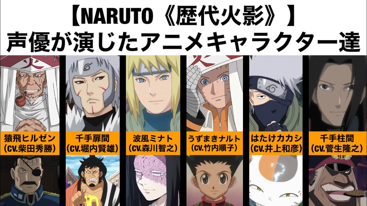 Naruto 歴代火影 声優が演じたアニメキャラクター達 Youtube