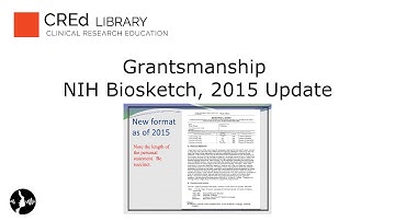 Grantsmanship: NIH Biosketch, 2015 Update
