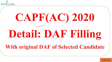 CAPF(AC) 2020 DAF Details with actual DAF of Selected Candidate #CAPF#AC #DAF