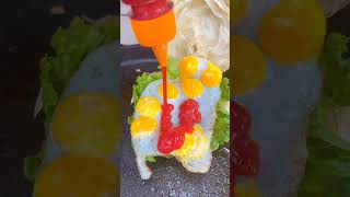 Chinese Burger Fried eggs with multiple yolks