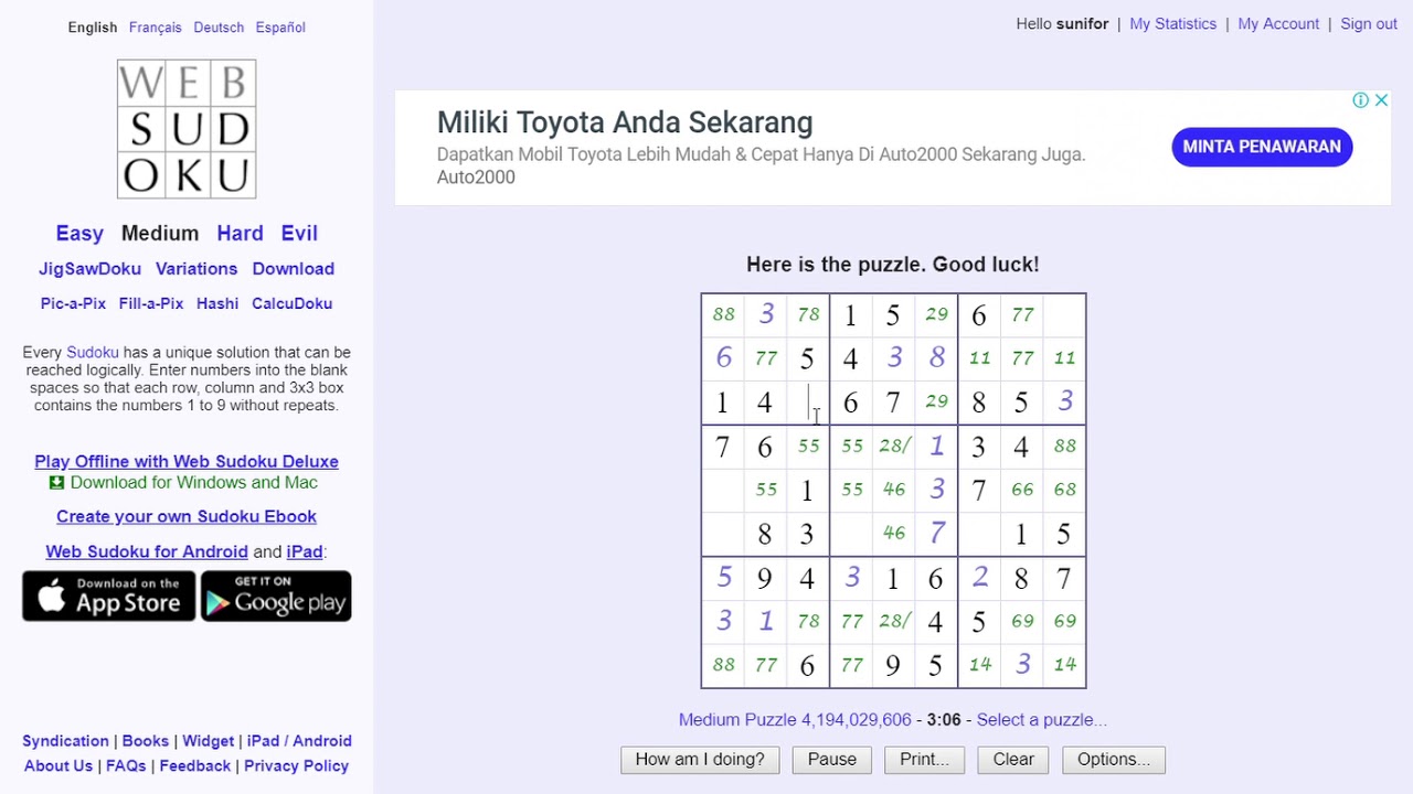 web sudoku printable