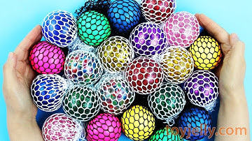 Squishy Mesh Stress Balls Glitter Slime Toys Learn Colors with Kinder Surprise Eggs Kinder Joy