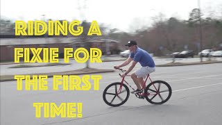 FIRST RIDE ON A FIXED GEAR BICYCLE | FIXIE BIKE CYCLING IN ATLANTA GEORGIA