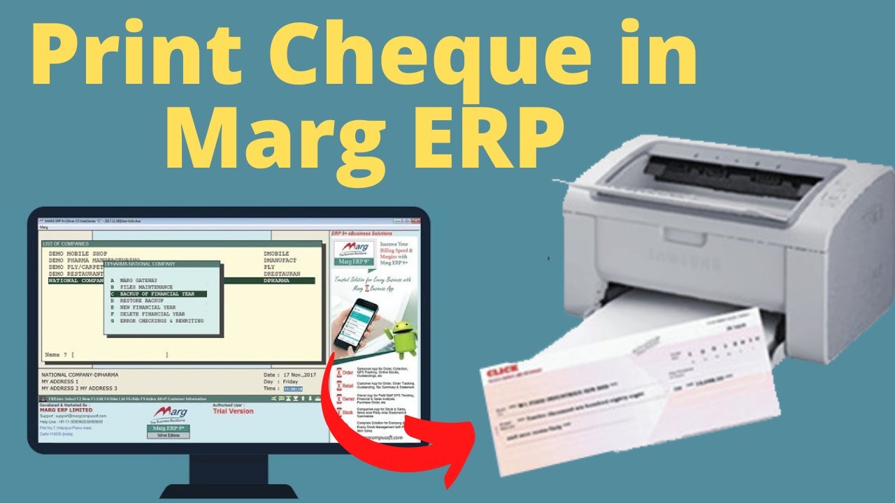 cheque printing Marg software mein kaise karen | Step of cheque ...