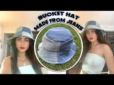 Patchwork Denim Bucket Hat Recycled Jeans Upcycled 