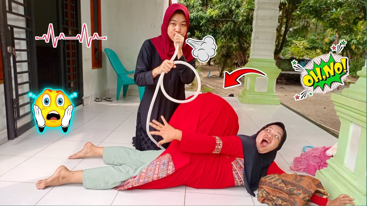 Drama Dinda,,!! Mama cinta tidur telungkup bokong di tiup pakai selang jadi membesar