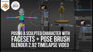 Posing a Sculpted Character with FaceSets + Pose Brush in Blender 2.92 (time-lapse video)