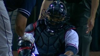 SD@ATL: Bethancourt takes foul off knee, remains in
