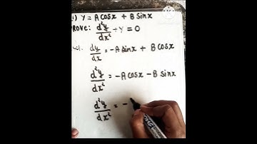 y = Asinx+Bcosx , to prove : dy/DX + y = 0 || #shorts #math
