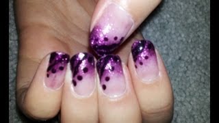 Purple Ombre Nails with Extra Flair