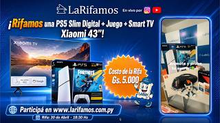PS5 Slim Digital + Juego + Smart TV Xiaomi 43” - Transmisión en VIVO La Rifamos Paraguay
