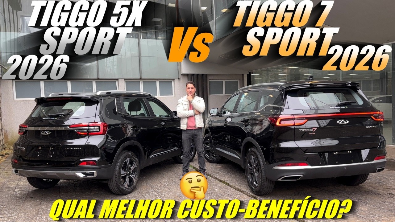 QUAL O MELHOR CUSTO-BENEFÍCIO DA CAOA CHERY? TIGGO 7 SPORT 2026 ou TIGGO 5X SPORT 2026? Comparativo!