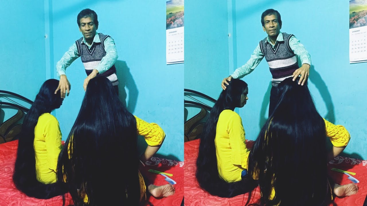Puja LongHir Play ll Hair Care  Hair style puja with Sujoy  story video ll LongHair play by male ll