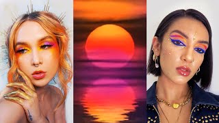 sunset eyeshadow tutorial/sunset eye makeup #eyesmakeuptutorial #sunseteyesmakeup#eyesmakeup