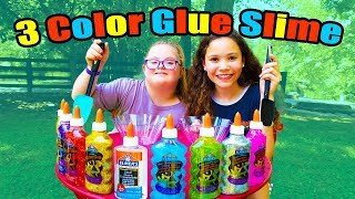 3 Colors Of Glue SLIME CHALLENGE!!! (Sarah Grace vs Sierra Haschak)