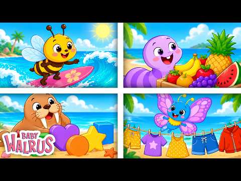 🌈🔺🍎👕 ¡Colores, Formas, Frutas y Ropa! Primeras Palabras 0-2 | Compilación | Baby Walrus