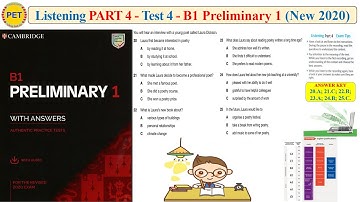 Preliminary 1 - Listening Part 4 Test 4 (2020 + Transcript + Key)
