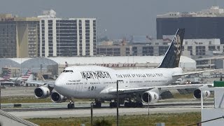 Iron Maiden's new Ed Force One (Boeing 747) landing at LAX 4-14-2016