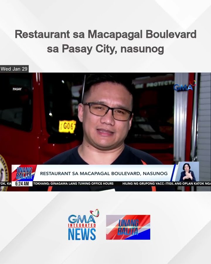 Restaurant sa Macapagal Boulevard sa Pasay City, nasunog | Unang Balita