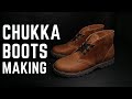 Leather chukka boots making by handmade