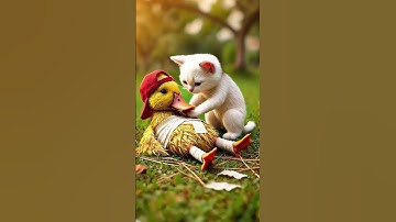 Cat saved duck life/ Cat duck friendship #animals #animation #shorts #cat #cute #viral #aivideo #ai