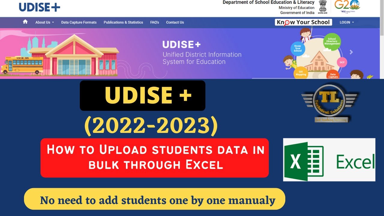 Upload data in bulk through excel | udise plus me student data kaise bhare 2022-2023 | udise plus