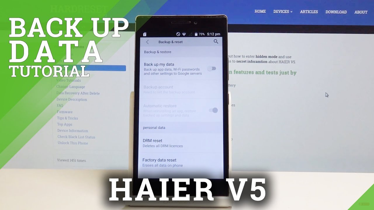 Как создать резервную копию данных на HAIER V5 - Включите резервное копирование Google