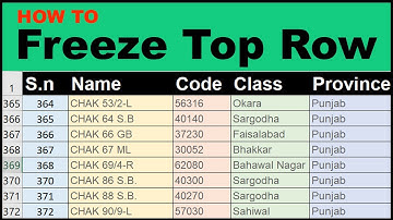 How to Freeze top Row in Excel using Freeze Panes