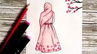 رسومات رمضان الكريم | رسم رمضان | رسم سهل | رسم فتاة رسم | بنت محجبة | رسمات رمضان | تعليم الرسم