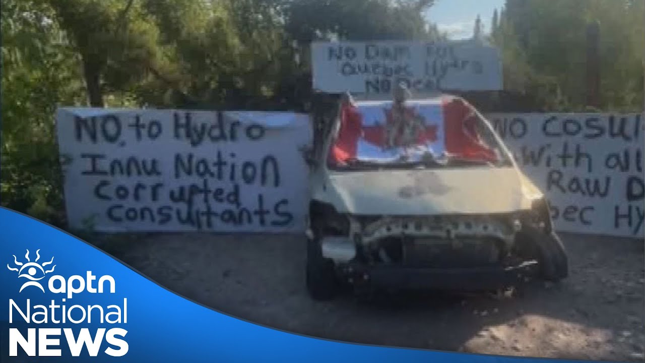 Innu protestors set road blockade, causing Hydro-Québec to work on proposed dam | APTN News