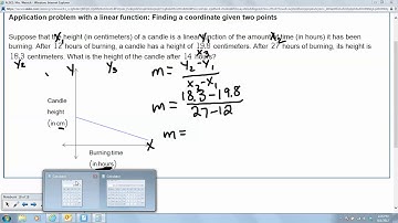 Application Problem with a Linear Function  Finding a Coordinate Given Two Points