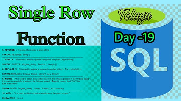 SQL[ Single Row Functions ]Day-19 Telugu #fullstack #database  #bsktrending #sql #java #telugu