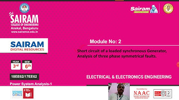 Lecture Video 3_18EE62_Module_2_ Short circuit of a loaded synchronous generator_Madhava Rao.J