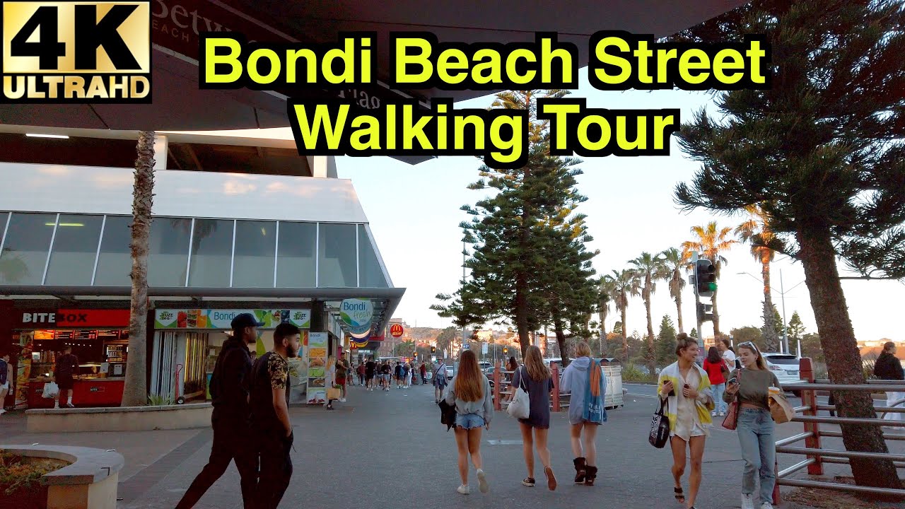 [4K] Bondi Beach Main Street Walking Tour | Campbell Parade | Hall St | Sydney Walking Tour 🇦🇺
