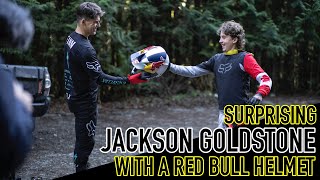 SURPRISING JACKSON GOLDSTONE WITH HIS FIRST RED BULL HELMET | Finn Iles