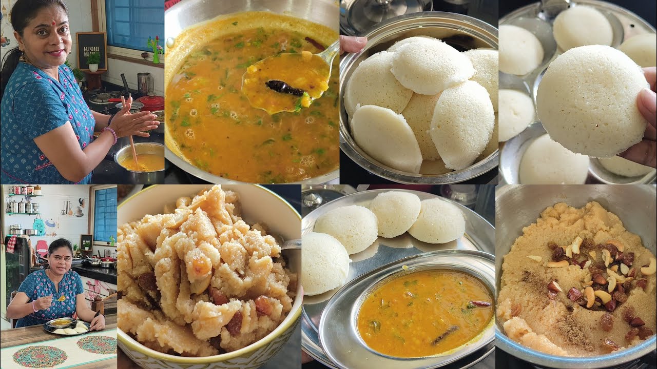 roj k khane se alag taste ho jata hai +Breakfast & Lunch🍱 makhandi halwa🌺 instant suji idli🌺 sambar