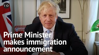 Prime Minister Boris Johnson makes immigration announcement from Downing Street
