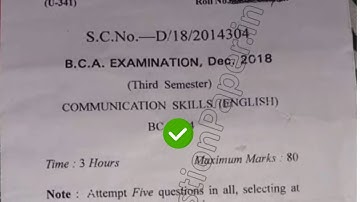2018 Cblu BCA 3rd Sem Communication Skill English Question Paper