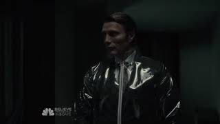 HANNIBAL GOES TO BEDELIAS HOUSE IN HIS PLASTIC SUIT