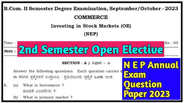 2nd Sem Investment In Stock Market Open Elective NEP Sep /Oct Annual Exam Question Paper 2023
