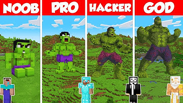 Hulk Statue SuperHero Build Battle Challenge - Noob vs Pro vs Hacker vs God - Minecraft Animation